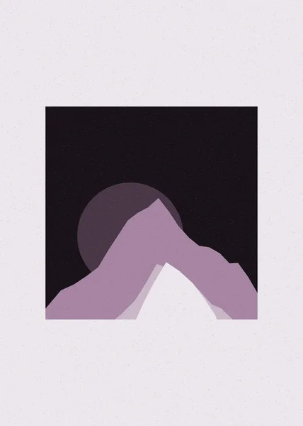 Colore Giallo Pastello Montagne Rocce Silhouette Arte Logo Disegno Illustrazione — Vettoriale Stock