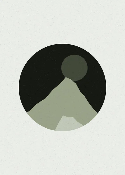 Dark Olive Kolor Góry Skały Sylwetka Sztuka Logo Projekt Ilustracja — Wektor stockowy