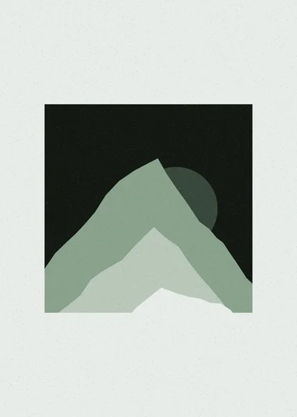 Pfirsich Perlfarbe Berge Felsen Silhouette Kunst Logo Design Illustration — Stockvektor