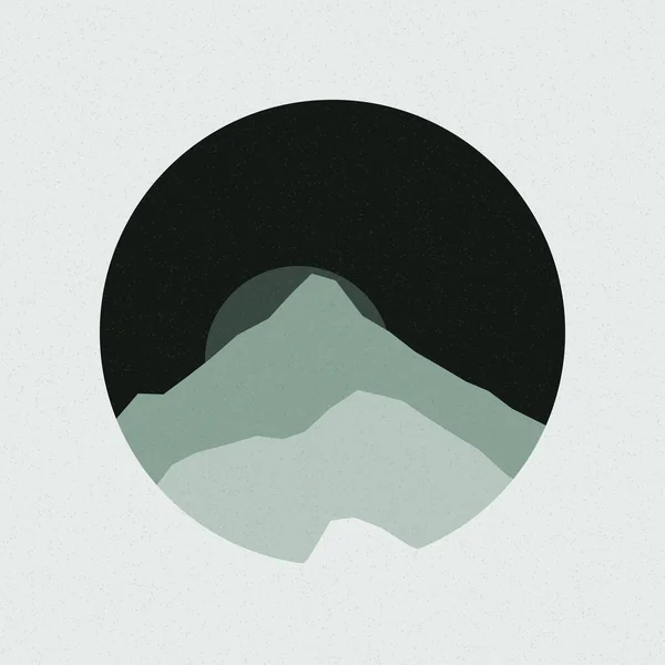 Kleurrijke Rotsachtige Bergen Silhouet Kunst Logo Ontwerp Illustratie — Stockvector
