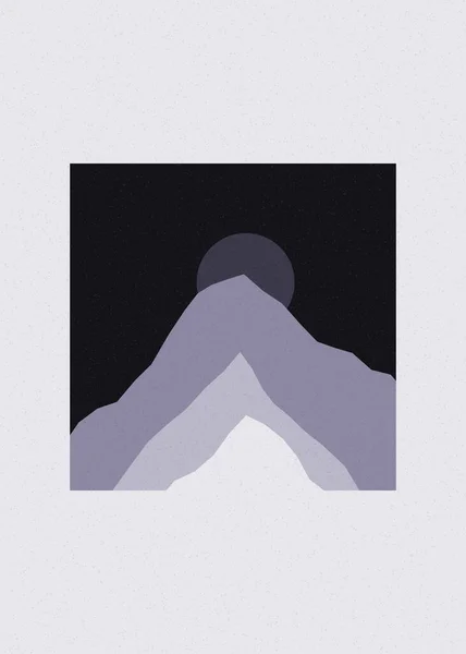 Ροζ Ροδάκινο Χρώμα Βουνά Βράχια Σιλουέτα Τέχνη Λογότυπο Σχεδίαση Εικονογράφηση — Διανυσματικό Αρχείο