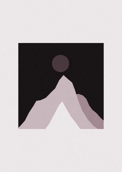 Couleur Montagnes Roches Silhouette Art Logo Conception Illustration — Image vectorielle