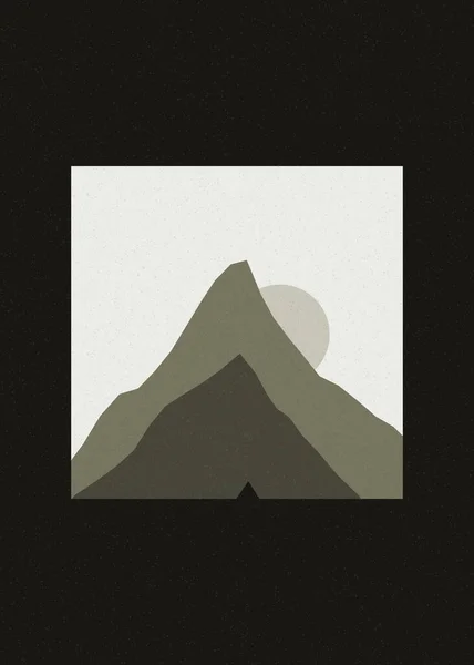 Coloridas Montañas Rocosas Silueta Arte Logotipo Diseño Ilustración — Archivo Imágenes Vectoriales