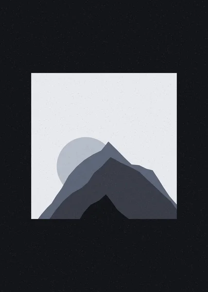 Warna Warni Pegunungan Berbatu Siluet Gambar Desain Logo Seni - Stok Vektor