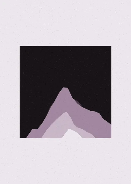 Marine Blue Colore Montagne Rocce Silhouette Arte Logo Disegno Illustrazione — Vettoriale Stock