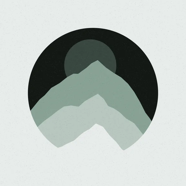 Красочные Скалистые Горы Силуэт Дизайн Логотипа Рисунок — стоковый вектор