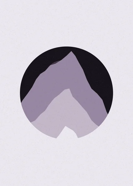 Color Lila Montañas Rocas Silueta Arte Logo Diseño Ilustración — Vector de stock