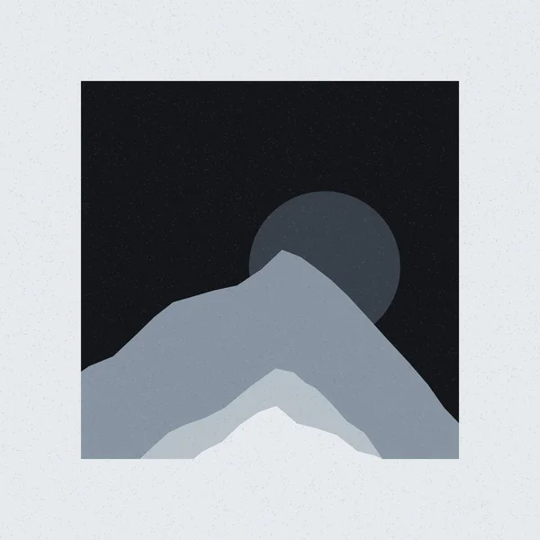 Renkli Kayalık Dağlar Siluet Sanat Logosu Tasarımı Illüstrasyonu — Stok Vektör