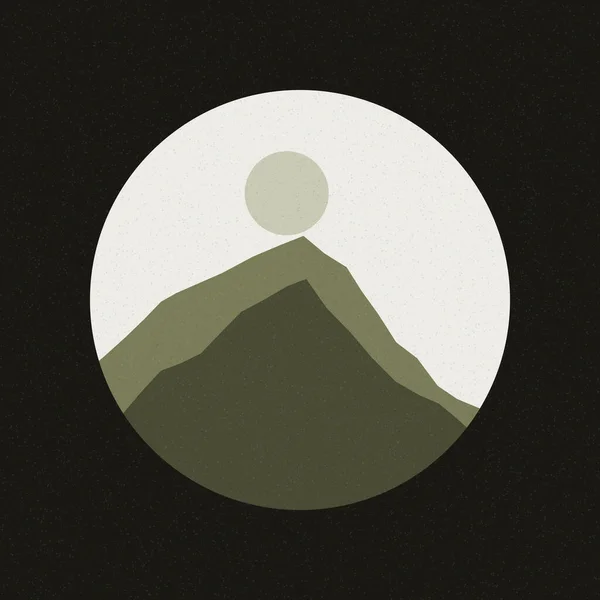 カラフルな岩の山のシルエットアートロゴデザインイラスト — ストックベクタ