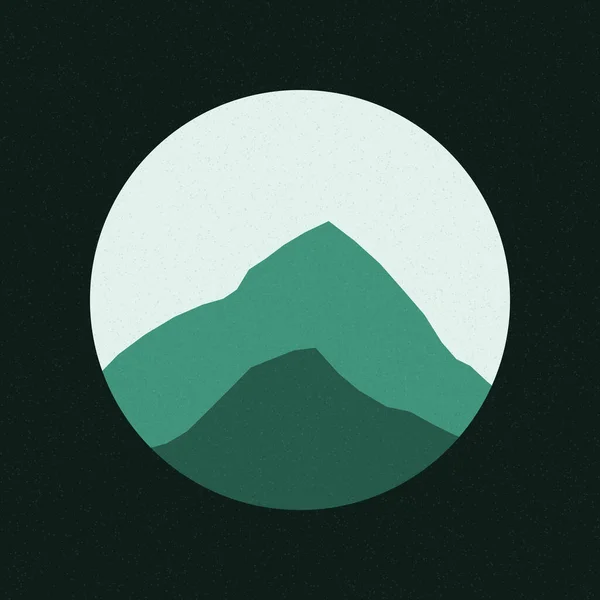 Las Zielony Kolor Góry Skały Sylwetka Sztuka Logo Projekt Ilustracja — Wektor stockowy