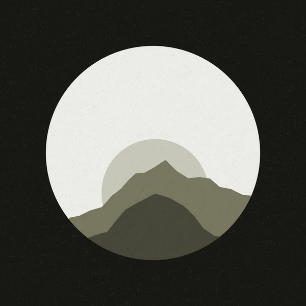 Färgglada Klippiga Berg Silhuetter Konst Logotyp Design Illustration — Stock vektor