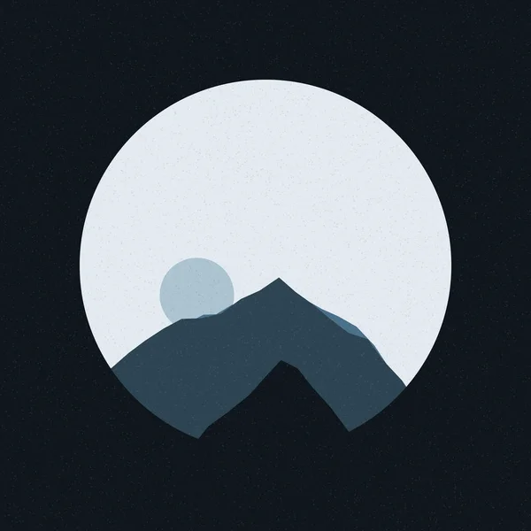 Warna Warni Pegunungan Berbatu Siluet Gambar Desain Logo Seni - Stok Vektor