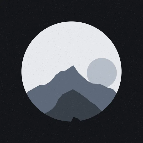 Renkli Kayalık Dağ Siluetleri Sanat Logosu Tasarımı Çizimi — Stok Vektör