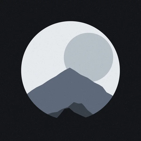 Ilustrasi Desain Logo Seni Siluet Berbatu Pegunungan - Stok Vektor