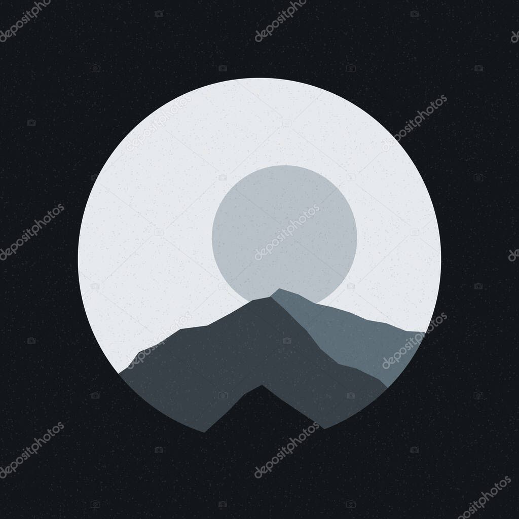 colorful rocky mountains silhouettes art logo design illustration 