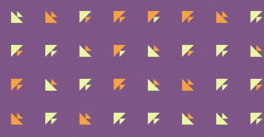 Renkli üçgenlerden yapılmış yerli görünümlü şekillerin vektör şablonu. Basit arkaplanı olan üretken sanat  