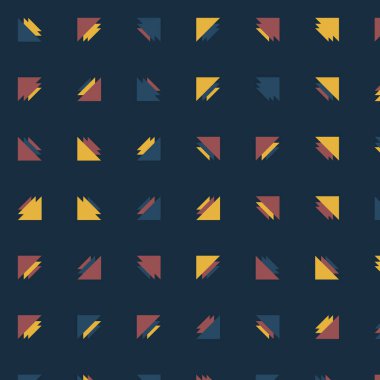 Kare vektör şablonu ve birden fazla üçgenden yapılmış ok figürleri. Düz arkaplan ile üretken sanat 