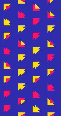 Çoklu üçgenden yapılmış ok şekilli dikey vektör şablonu. Düz arkaplan ile üretken sanat 