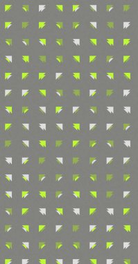 Renkli üçgenlerden yapılmış yerli görünümlü şekillerin vektör şablonu. Basit arkaplanı olan üretken sanat  