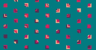 Çoklu üçgenden yapılmış ok şekilli yatay vektör şablonu. Düz arkaplan ile üretken sanat 