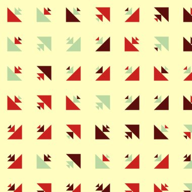 Kare vektör şablonu ve birden fazla üçgenden yapılmış ok figürleri. Düz arkaplan ile üretken sanat 