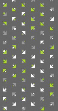 Renkli üçgenlerden yapılmış yerli görünümlü şekillerin vektör şablonu. Basit arkaplanı olan üretken sanat  