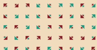 Çoklu üçgenden yapılmış ok şekilli yatay vektör şablonu. Düz arkaplan ile üretken sanat 