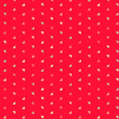 Renkli üçgenlerden yapılmış yerli görünümlü şekillerin vektör şablonu. Basit arkaplanı olan üretken sanat  