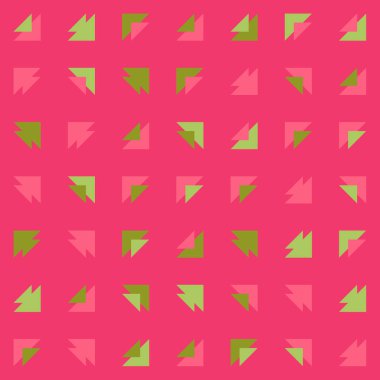 Kare vektör şablonu ve birden fazla üçgenden yapılmış ok figürleri. Düz arkaplan ile üretken sanat 