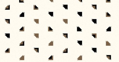 Renkli üçgenlerden yapılmış yerli görünümlü şekillerin vektör şablonu. Basit arkaplanı olan üretken sanat  