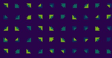 Çoklu üçgenden yapılmış ok şekilli yatay vektör şablonu. Düz arkaplan ile üretken sanat 