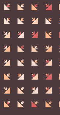 Çoklu üçgenden yapılmış ok şekilli dikey vektör şablonu. Düz arkaplan ile üretken sanat 