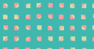 Renkli üçgenlerden yapılmış yerli görünümlü şekillerin vektör şablonu. Basit arkaplanı olan üretken sanat  