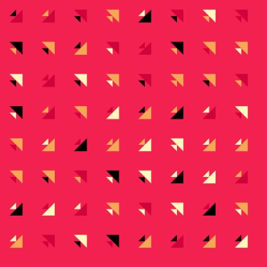 Kare vektör şablonu ve birden fazla üçgenden yapılmış ok figürleri. Düz arkaplan ile üretken sanat 