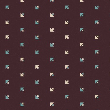 Renkli üçgenlerden oluşan rastgele soyut yerli görünümlü figürler. Sade arkaplanda duvar kağıdı ya da tekstil şablonu 