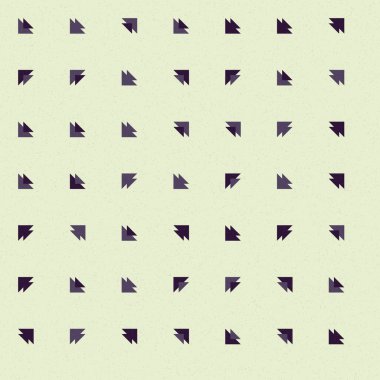 Renkli üçgenlerden yapılmış yerli görünümlü şekillerin vektör şablonu. Basit arkaplanı olan üretken sanat  