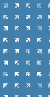 Çoklu üçgenden yapılmış ok şekilli dikey vektör şablonu. Düz arkaplan ile üretken sanat 