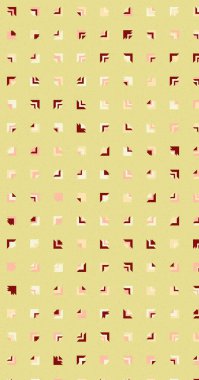 Renkli üçgenlerden yapılmış yerli görünümlü şekillerin vektör şablonu. Basit arkaplanı olan üretken sanat  