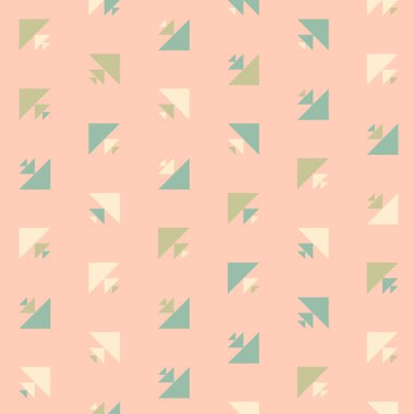 Kare vektör şablonu ve birden fazla üçgenden yapılmış ok figürleri. Düz arkaplan ile üretken sanat  