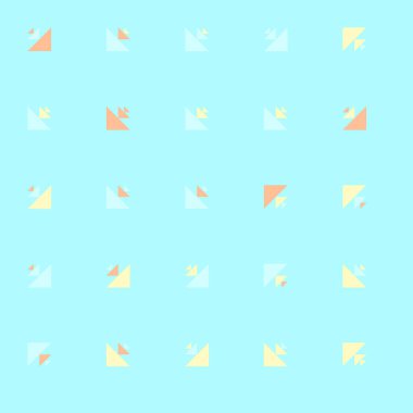 Birden fazla üçgenden oluşan kare vektör şablonu. Düz arkaplan ile üretken sanat 