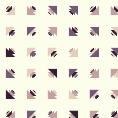 Kare vektör şablonu ve birden fazla üçgenden yapılmış ok figürleri. Düz arkaplan ile üretken sanat 