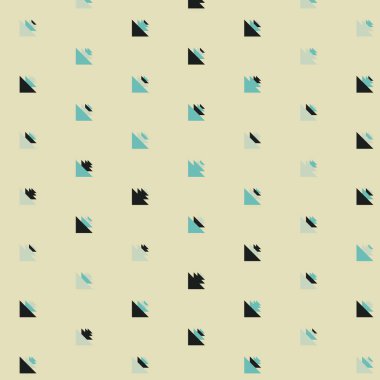 Kare vektör şablonu ve birden fazla üçgenden yapılmış ok figürleri. Düz arkaplan ile üretken sanat 