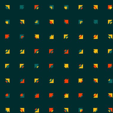 Kare vektör şablonu ve birden fazla üçgenden yapılmış ok figürleri. Düz arkaplan ile üretken sanat 