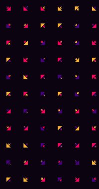 Çoklu üçgenden yapılmış ok şekilli dikey vektör şablonu. Düz arkaplan ile üretken sanat  