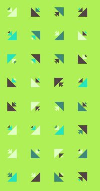 Soyut üçgenlerden oluşan uzun dikey vektör şablonu. Düz arkaplanda üretken sanat