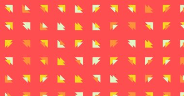 Çoklu üçgenden yapılmış ok şekilli yatay vektör şablonu. Düz arkaplan ile üretken sanat 