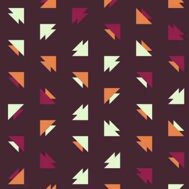 Kare vektör şablonu ve birden fazla üçgenden yapılmış ok figürleri. Düz arkaplan ile üretken sanat 