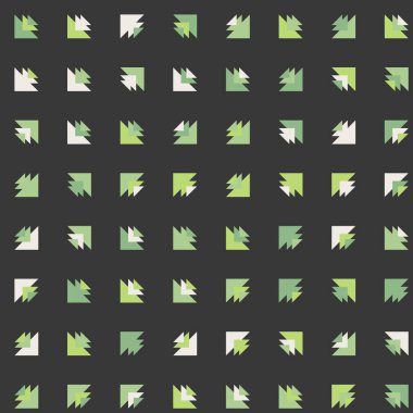 Renkli üçgenlerden oluşan soyut şekillerle kare vektör şablonu. Düz arkaplan ile üretken sanat  