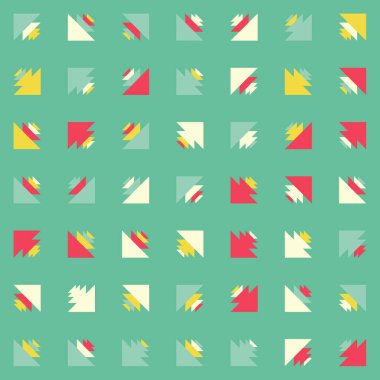 Kare vektör şablonu ve birden fazla üçgenden yapılmış ok figürleri. Düz arkaplan ile üretken sanat  