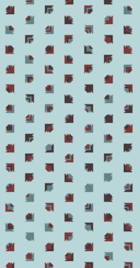 Uzun dikey vektör şablonu ve soyut üçgenlerden oluşan şekiller. Düz arkaplan ile üretken sanat  